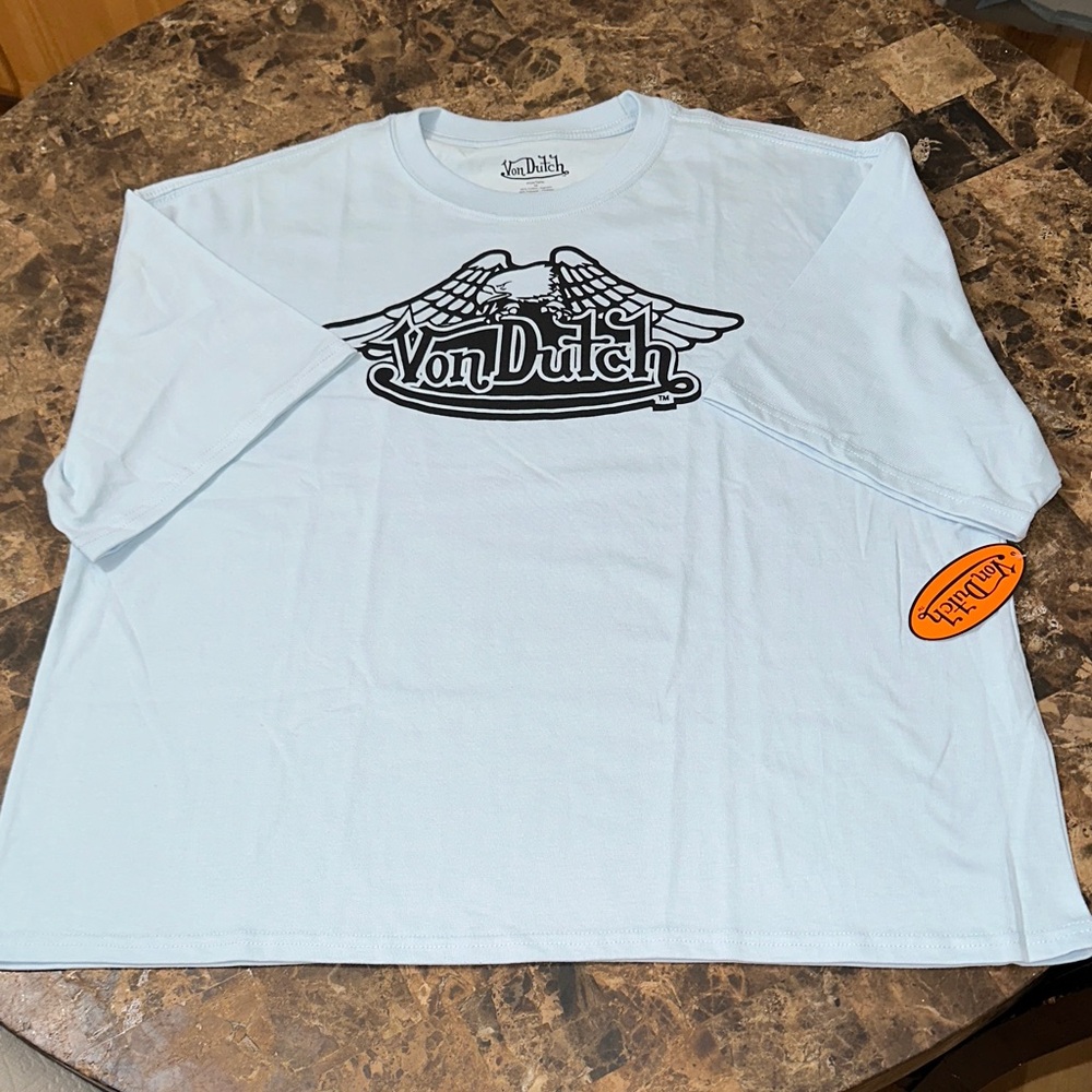 Von Dutch Light Blue Long Short sleeve Shirt